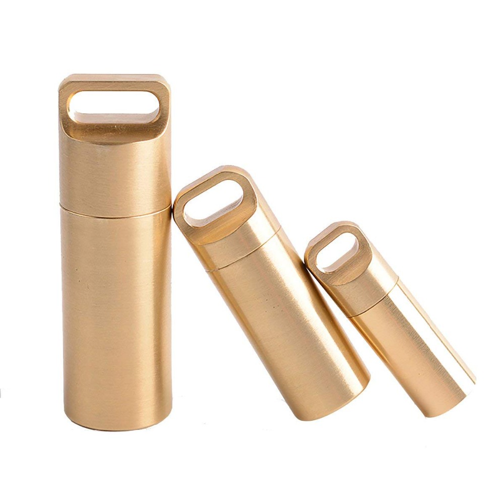 Pill Fob Capsule - Latão Hermético Recipiente De Armazenamento Impermeável,