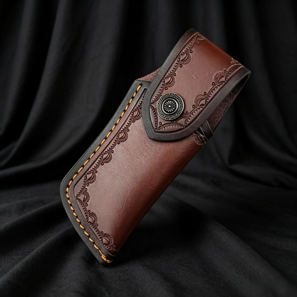 Leather Edc. Carry Pouch - Bainha de Faca Colecionável em Couro